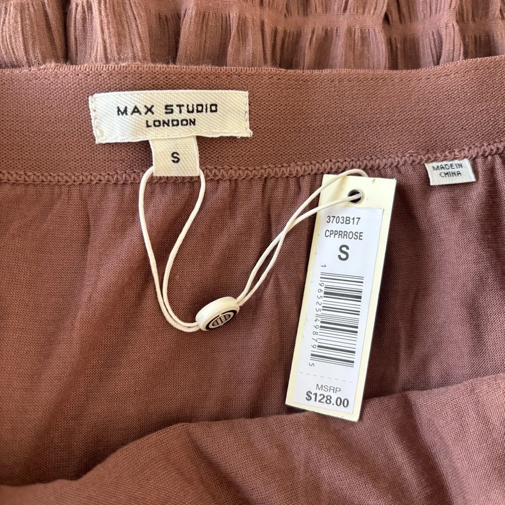 NWT Max Studio Texture Cotton Neutral Brown Tiered Maxi Skirt Earth Toned Boho S - Picture 6 of 8